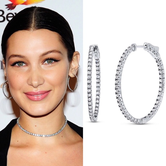 Kenneth Jay Lane Jewelry - Kenneth Jay Lane CZ Inside-Out 50mm Hoop Earrings